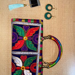 Multicolour Rajasthani Handbag (free Earrings)