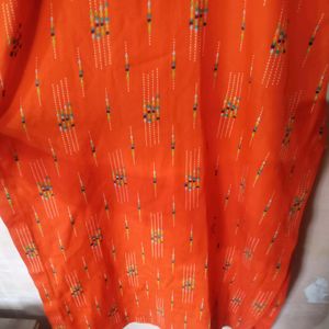 Orange Cotton Straight Kurta