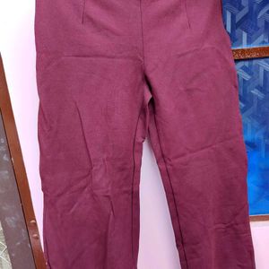 High Waist Burgundy Wide Leg Pant / Trouser