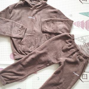 Teddy Brown Hoodie And Joggers Set