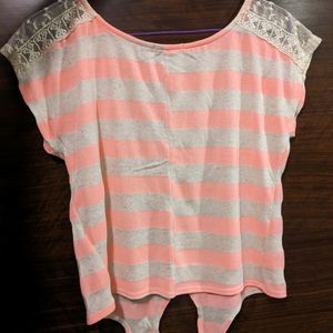 Neon Pink Stripe Crop Top (S)