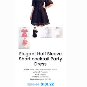 Elegant Half Sleeve Short cocktail Party Dress