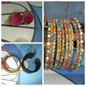 4 Iteam Combo Earings , Pack 2 Bangles,1 Bracelet