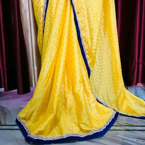 Yellow Light Weight Saree Without Blouse