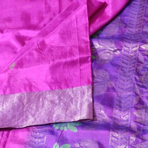 Pink And Purple Soft Silk Saree