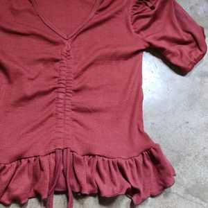 Brown Peplum Crop Top "NEW"