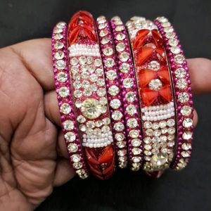 Pink Stone Bangles Set