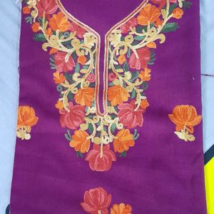 Kashmiri Embroidery Woollen Suit Purple Color