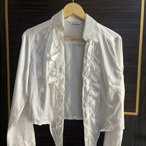 Ruffle Satin Shirt