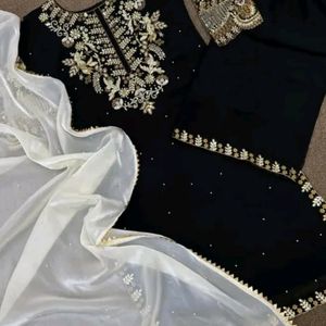 New/Unused Black Embroidered Sharara Set