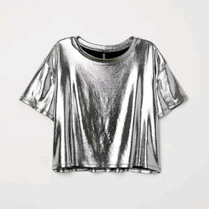 H&M Silver Shimmer Metallic Top