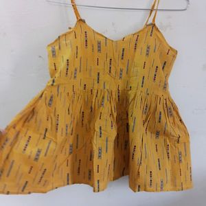 Yellow Cut Sleeve Top For Women