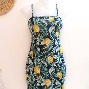 Shein Tropical Pineapple Palm Print Dress