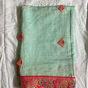 Parrot Green Saree