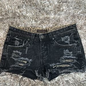 Distressed Black Mini Short Denim