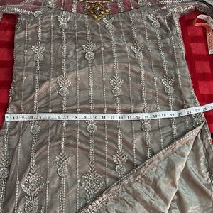 Grey Sequins Shirt With Dupatta