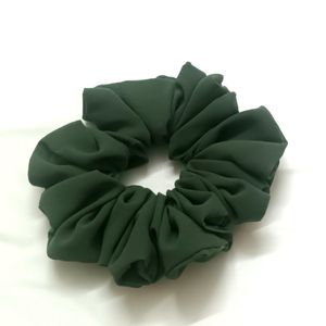 Dark Sage Green Fluffy Scrunchie