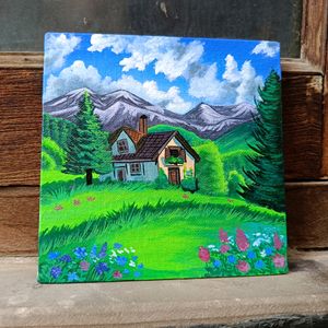 Mini Aesthetic Landscape Painting With Stand