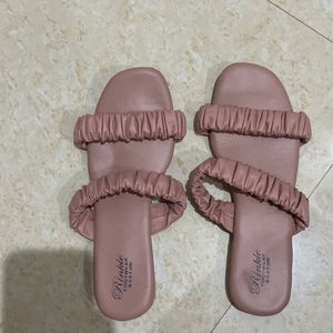 New Pink Ruffled Flat Sandals