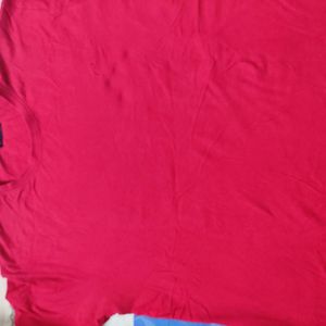 Plain Red Cotton T-shirt, Size XXXL