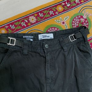 Charcoal Straight Cargo Adjustable Jeans