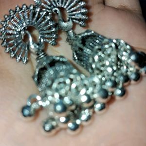 Oxidised Silver peacock Eraings