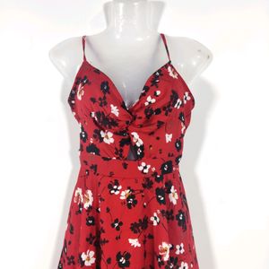 Red Printed Casual Dress (Women)