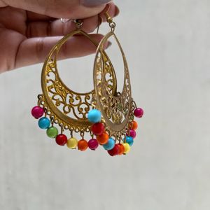 Set Of 2- Long Round Earrings