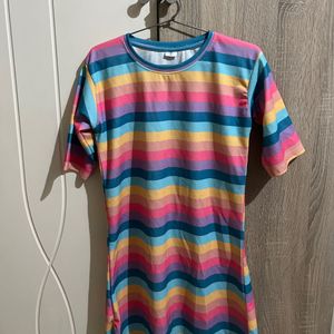 Korean Rainbow T-shirt Dress