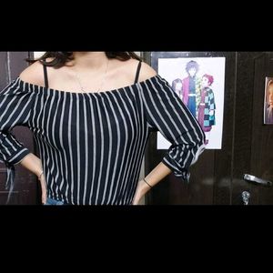 Off Shoulder Stripes Top