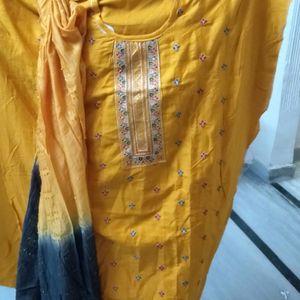 Two Yellow Colour Unstitched Suit At Offer Price