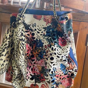 Multi Color Handbag With Scarf