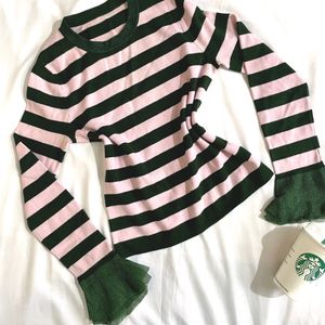 Pinterest Pink & Green Stripped Belly Sleeves Top