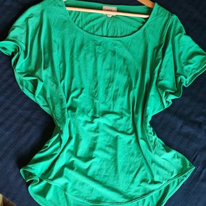 Sea Green Feather Sleeve Top XL