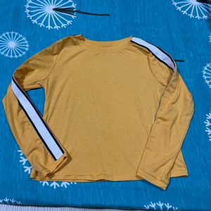 Round Neck Full Sleeves T-shirt Yellow Colour