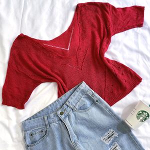 Pinterest Y2k Knitted Red Pullover Top