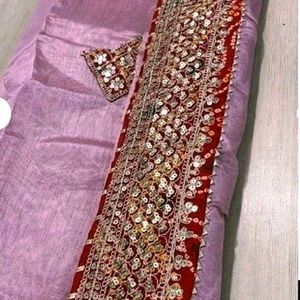 New Zari Border Cotton Silk Saree With Blouse Piec