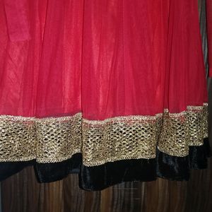 Red &black floor touch(anarkali) dress with a secr