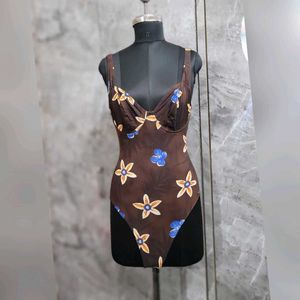 Brown Printed Bodysuit