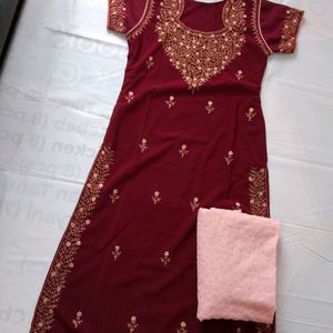 Thread Work Kurti Plazo Set