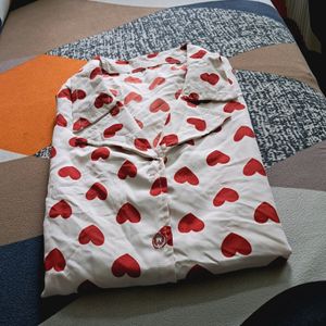 Heart Print White Shirt