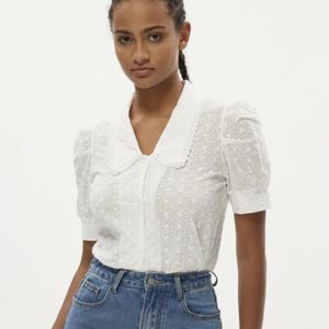 WOMEN COTTON CHICKEN SHAWL COLLAR TOP