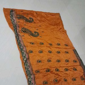 Butter Silk Crepe Saree With Blouse Stitched