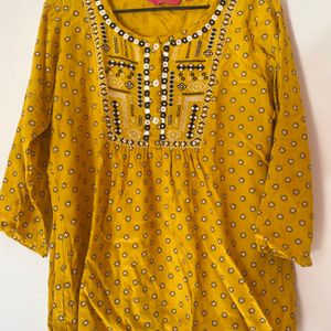 Yellow Short Kurti