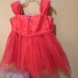 Red Shimmer Dress For Baby Girl