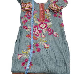 Women Kurta Grey-pink