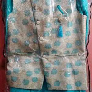 turquoise blue colour men's ethnic wear