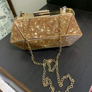 Women's Designer Resin Diamond Metallic Clutch