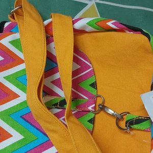 Unused Yellow and multicolor canvas boho sling bag