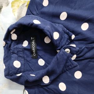 Navy Blue Polka Dot Top